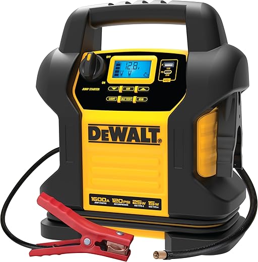 DEWALT DXAEJ14 1600A Jump Starter Power Station: 1,600 Peak Amps, Digital Compressor & USB Power Bank